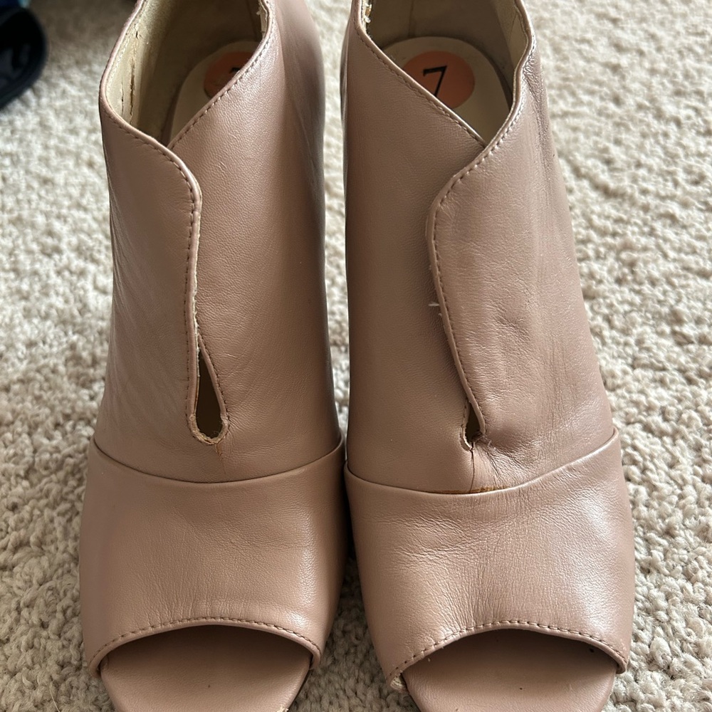 Nine West Chic Peep-Toe Heeled Boots in Tan